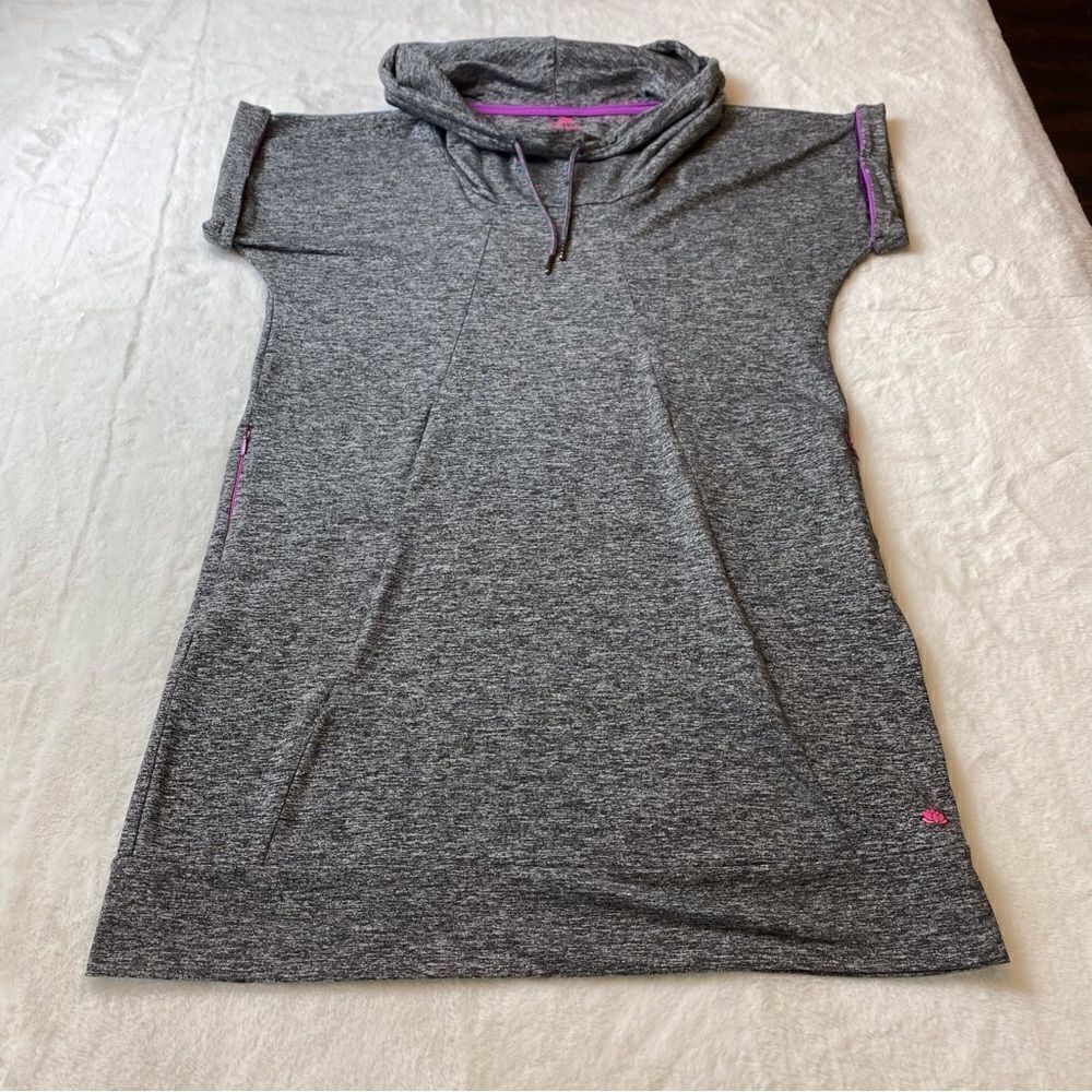 Pink Lotus Gray Cowl Neck Short Sleeve Tunic/Dress Size Medium